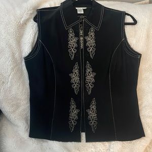 Coldwater Creek Suede Embroidered Vest size M